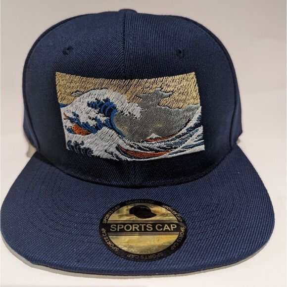 Great Wave off Kanagawa Embroidered Snapback Hat: Art, Japanese, Ocean Picture, main image 6